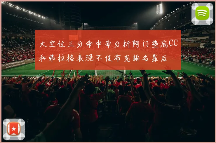 大空位三分命中率分析阿门垫底CC和弗拉格表现不佳布克排名靠后